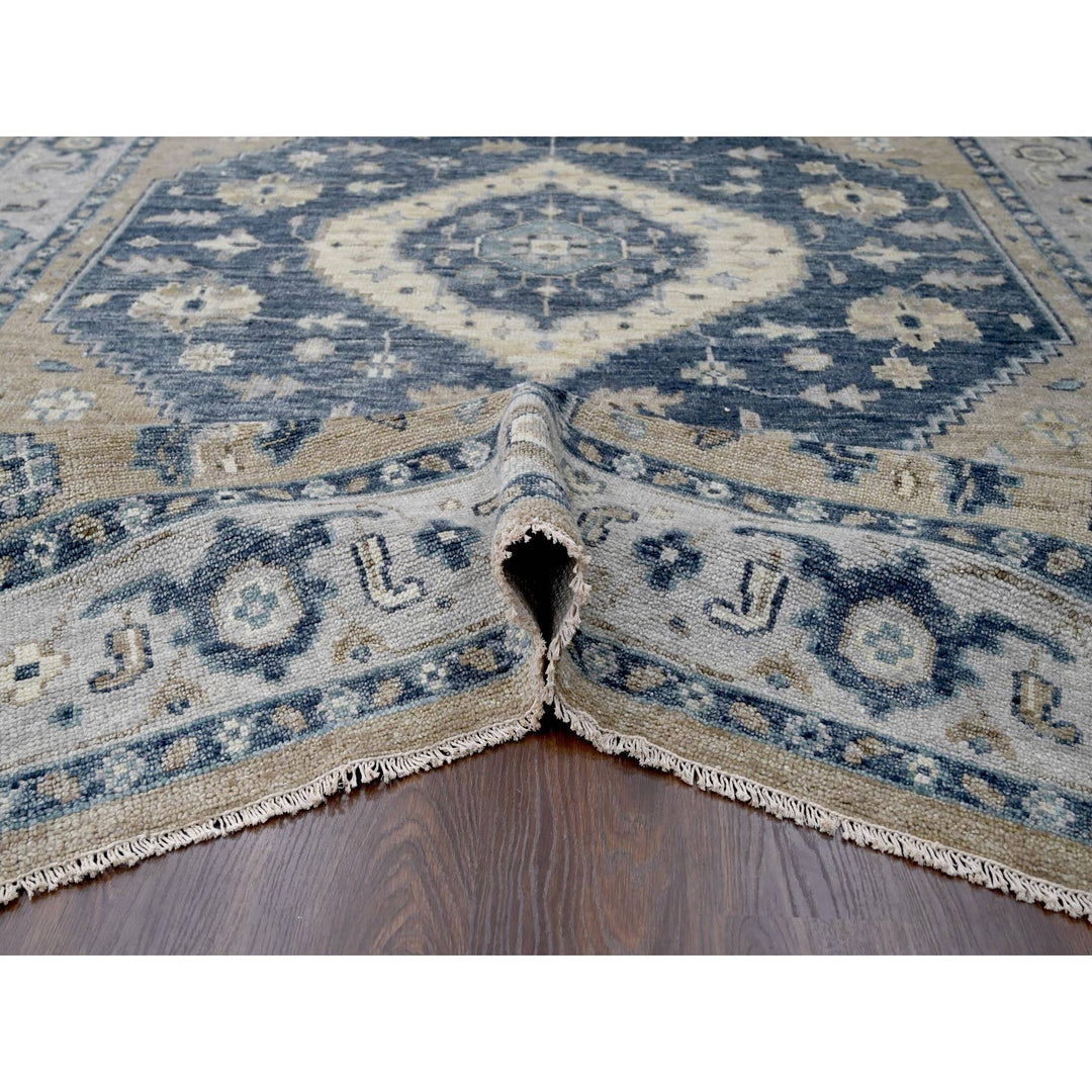 9'3" x 12'3" New Hand Knotted Grey Wool Rectangle Oriental Rug - MOA10284969