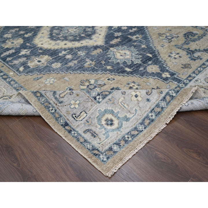 9'3" x 12'3" New Hand Knotted Grey Wool Rectangle Oriental Rug - MOA10284969