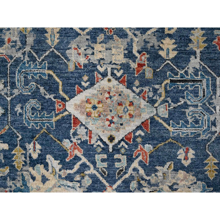 7'11" x 9'9" New Hand Knotted Blue Wool Rectangle Oriental Rug - MOA10284971