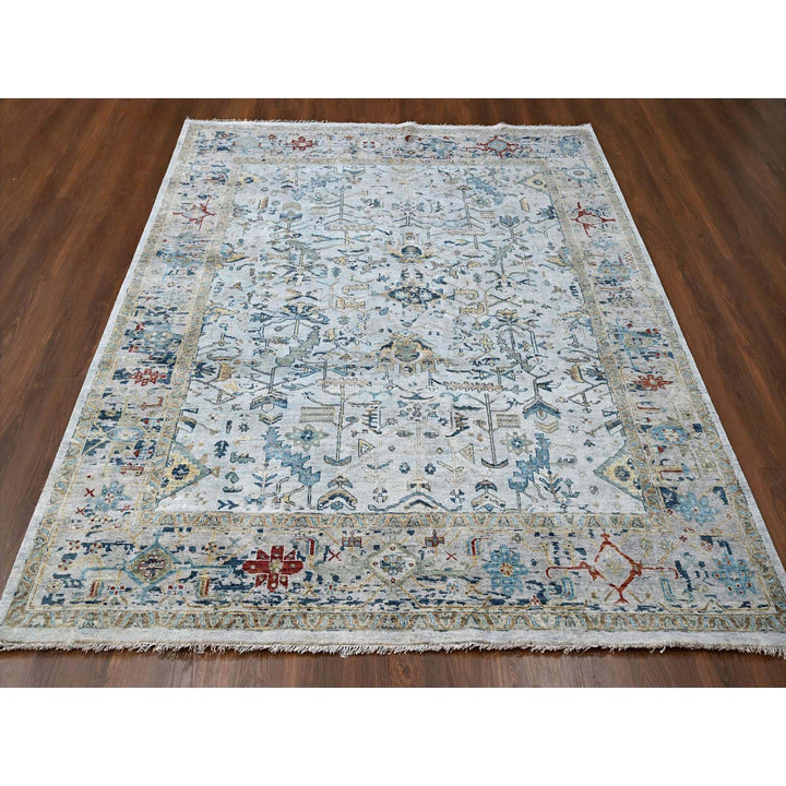 8'0" x 9'10" New Hand Knotted Grey Cotton Rectangle Oriental Rug - MOA10284975