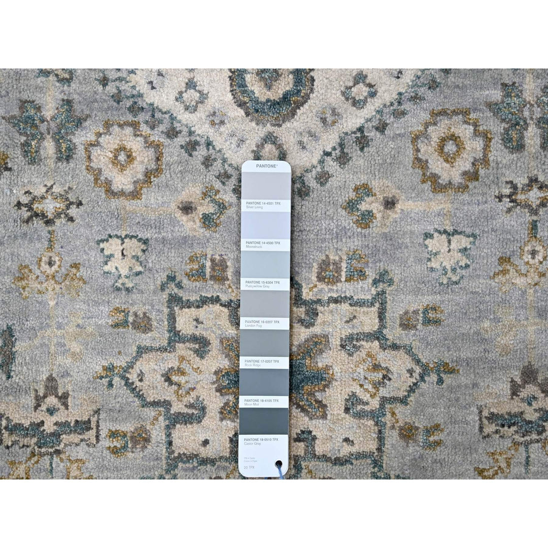 2'7" x 27'9" New Hand Knotted Grey Wool Runner Oriental Rug - MOA10284981