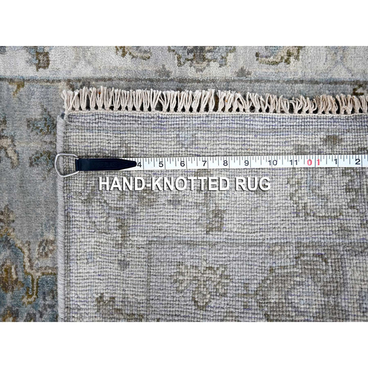 2'7" x 27'9" New Hand Knotted Grey Wool Runner Oriental Rug - MOA10284981