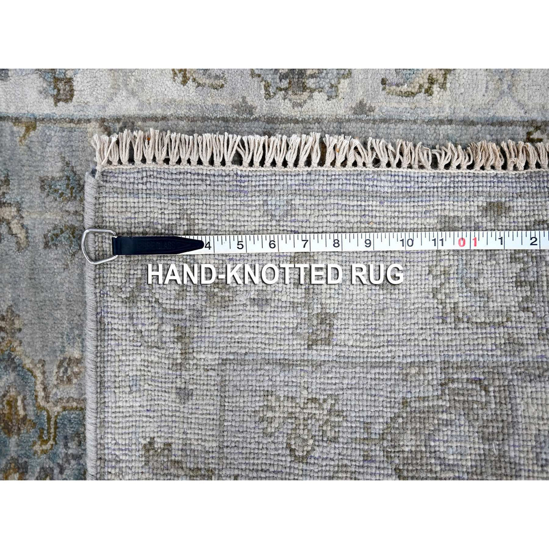 2'8" x 27'9" New Hand Knotted Grey Wool Runner Oriental Rug - MOA10284982