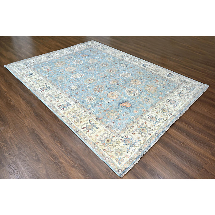 8'11" x 11'7" New Hand Knotted Blue Cotton Rectangle Oriental Rug - MOA10284993