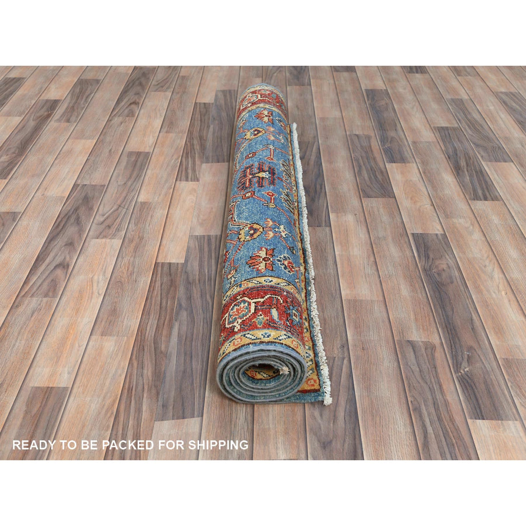 4'0" x 5'8" New Hand Knotted Blue Wool Rectangle Oriental Rug - MOA10285006