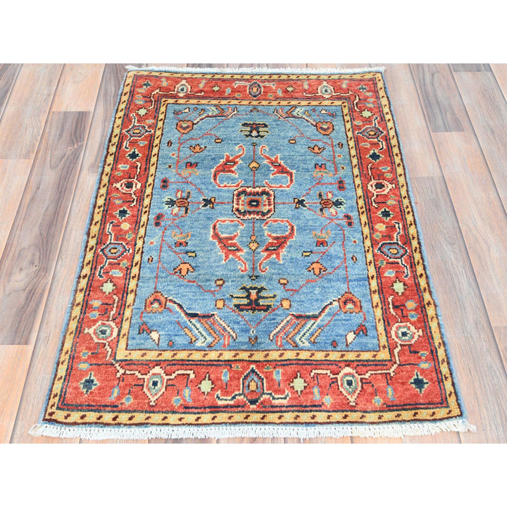 2'1" x 2'10" New Hand Knotted Blue Cotton Rectangle Oriental Rug - MOA10285011