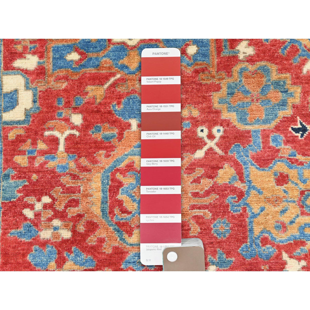 6'2" x 8'9" New Hand Knotted Red Wool Rectangle Oriental Rug - MOA10285021