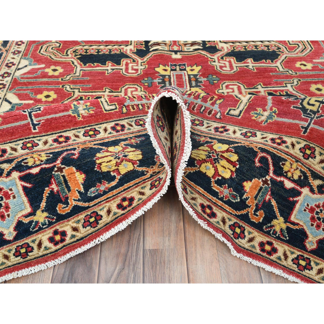 6'1" x 9'2" New Hand Knotted Red Wool Rectangle Oriental Rug - MOA10285023