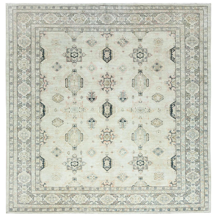 9'5" x 9'8" New Hand Knotted Grey Wool Square Oriental Rug - MOA10285028