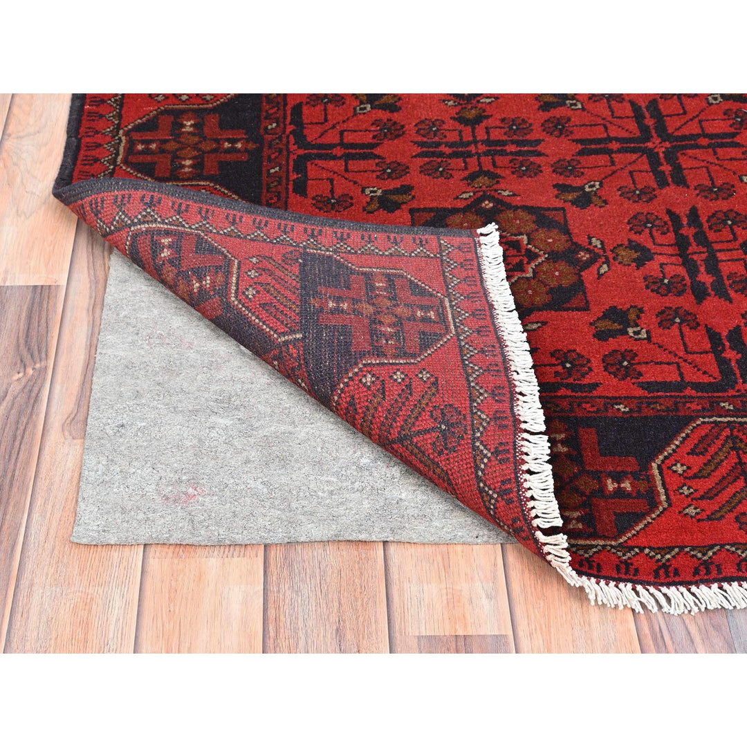 4'1" x 6'3" New Hand Knotted Red Wool Rectangle Oriental Rug - MOA10285110