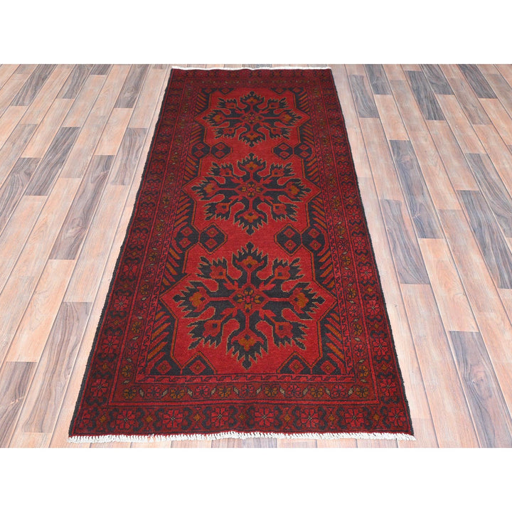 2'8" x 6'4" New Hand Knotted Red Wool Runner Oriental Rug - MOA10285123