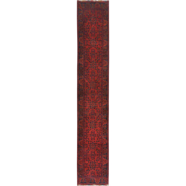 2'8" x 15'5" New Hand Knotted Red Wool Runner Oriental Rug - MOA10285135