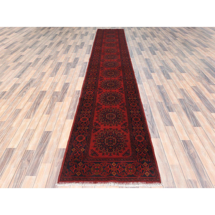 2'8" x 15'5" New Hand Knotted Red Wool Runner Oriental Rug - MOA10285139