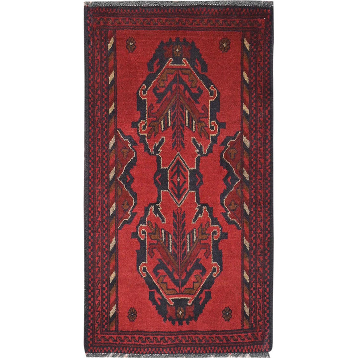 1'9" x 3'3" New Hand Knotted Red Cotton Rectangle Oriental Rug - MOA10285146