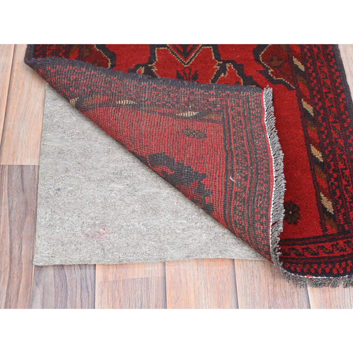 1'9" x 3'3" New Hand Knotted Red Cotton Rectangle Oriental Rug - MOA10285146