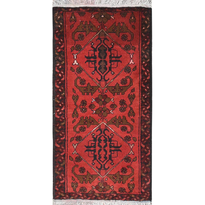 1'8" x 3'3" New Hand Knotted Red Cotton Rectangle Oriental Rug - MOA10285147