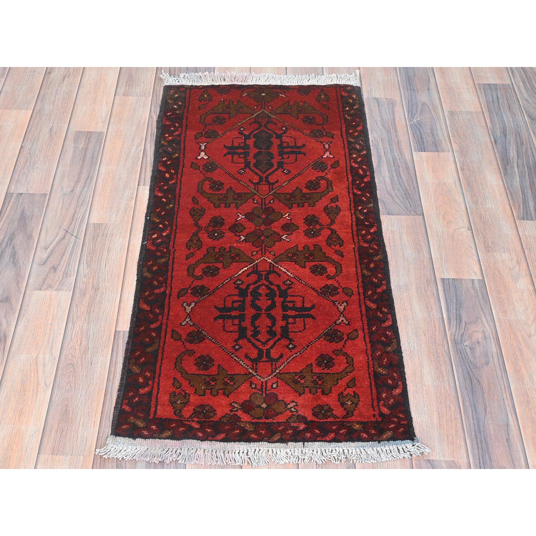 1'8" x 3'3" New Hand Knotted Red Cotton Rectangle Oriental Rug - MOA10285147