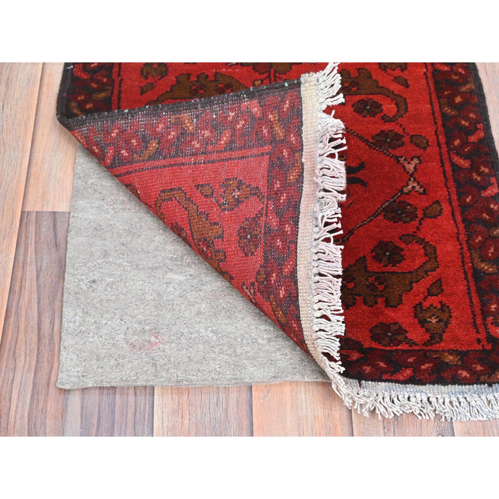 1'8" x 3'3" New Hand Knotted Red Cotton Rectangle Oriental Rug - MOA10285147