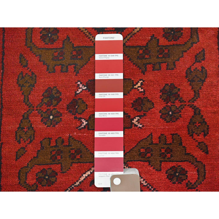 1'8" x 3'3" New Hand Knotted Red Cotton Rectangle Oriental Rug - MOA10285147