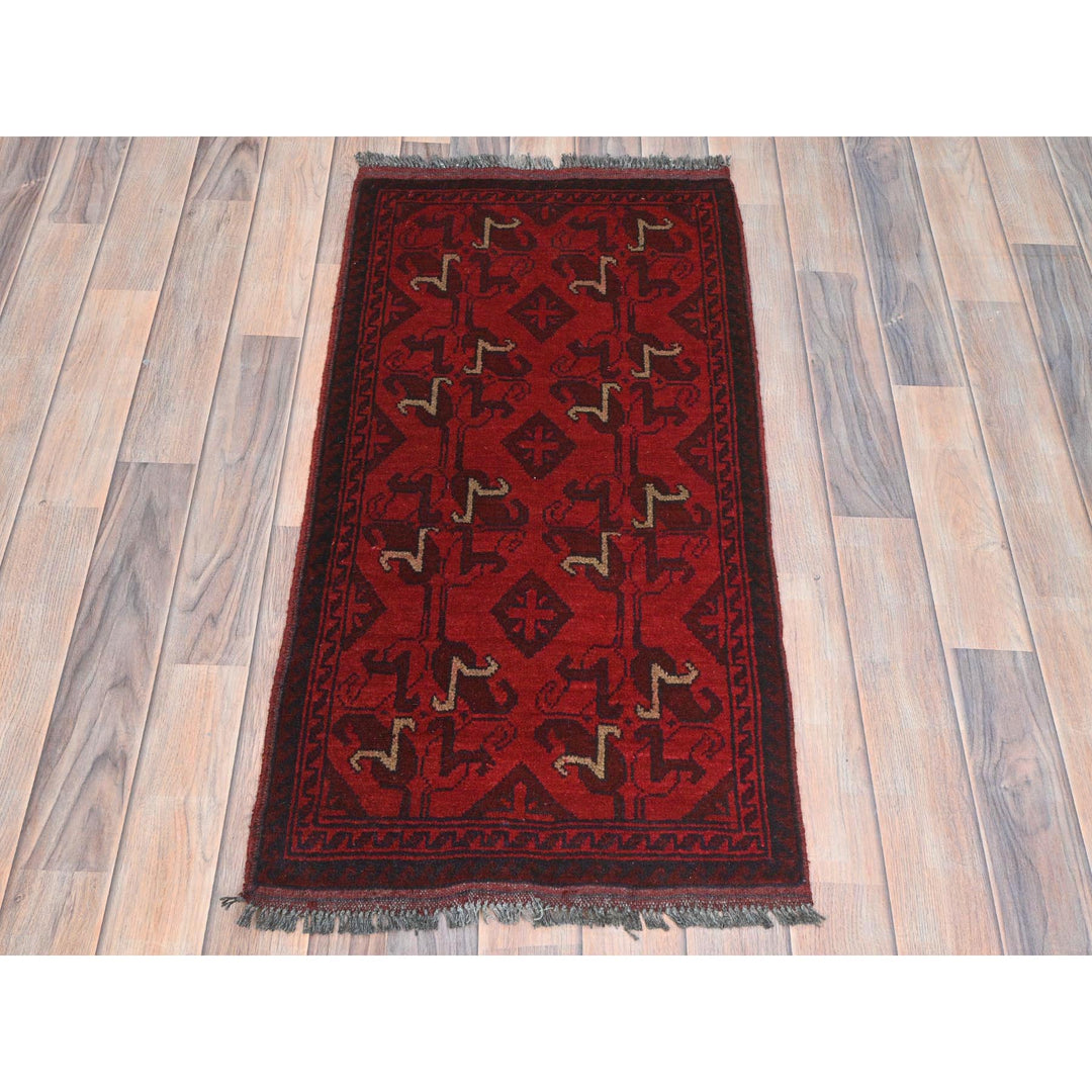 1'9" x 3'5" New Hand Knotted Red Cotton Rectangle Oriental Rug - MOA10285149