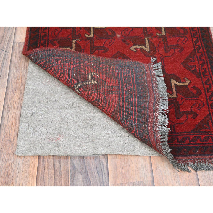 1'9" x 3'5" New Hand Knotted Red Cotton Rectangle Oriental Rug - MOA10285149