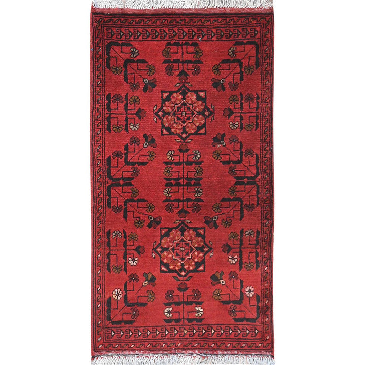 1'9" x 3'2" New Hand Knotted Red Cotton Rectangle Oriental Rug - MOA10285152