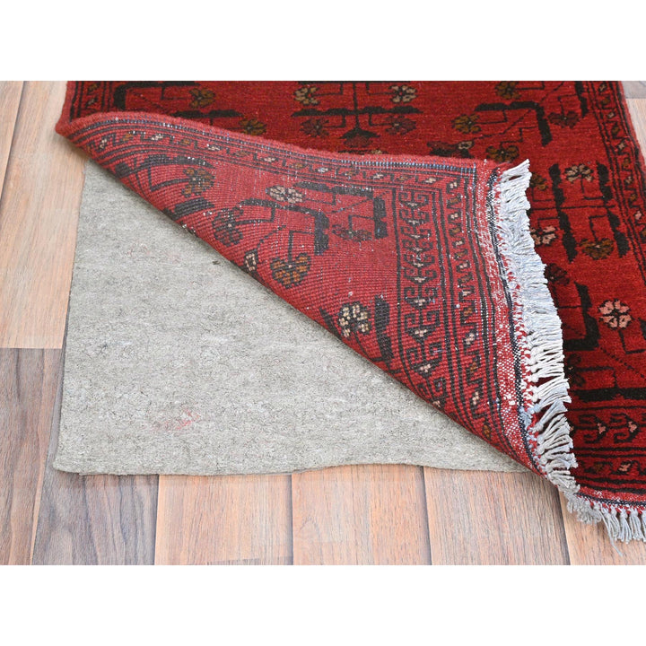 1'9" x 3'2" New Hand Knotted Red Cotton Rectangle Oriental Rug - MOA10285152