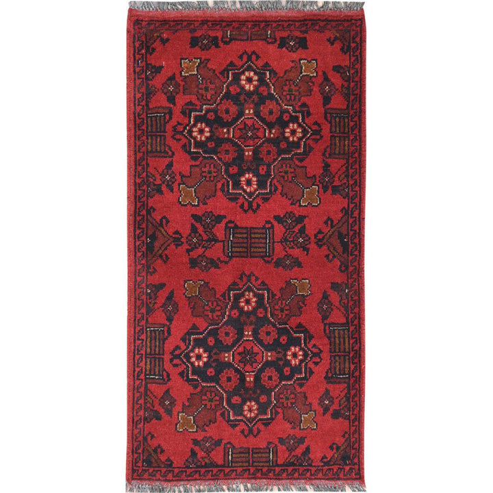 1'8" x 3'5" New Hand Knotted Red Cotton Rectangle Oriental Rug - MOA10285153