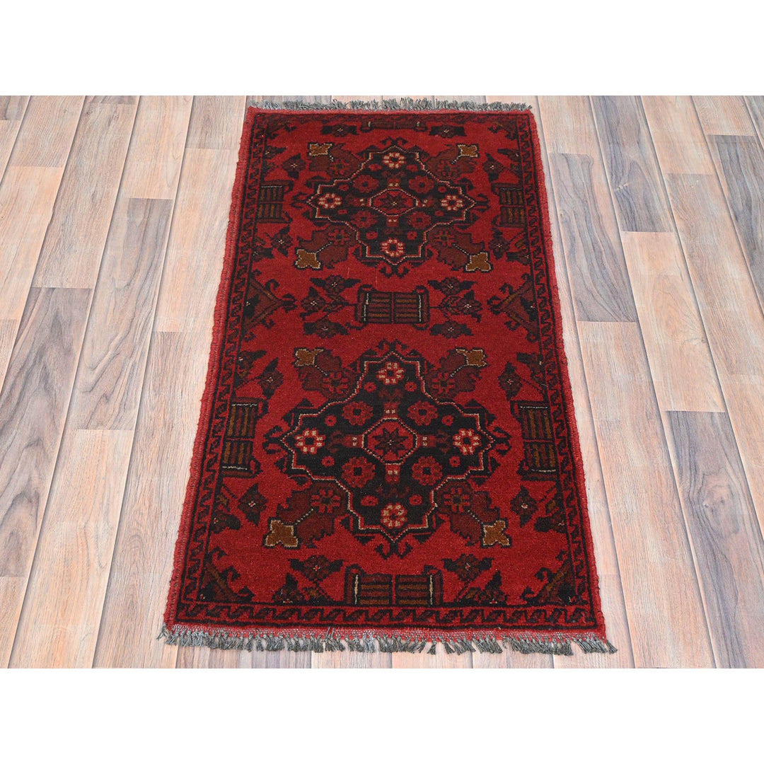 1'8" x 3'5" New Hand Knotted Red Cotton Rectangle Oriental Rug - MOA10285153