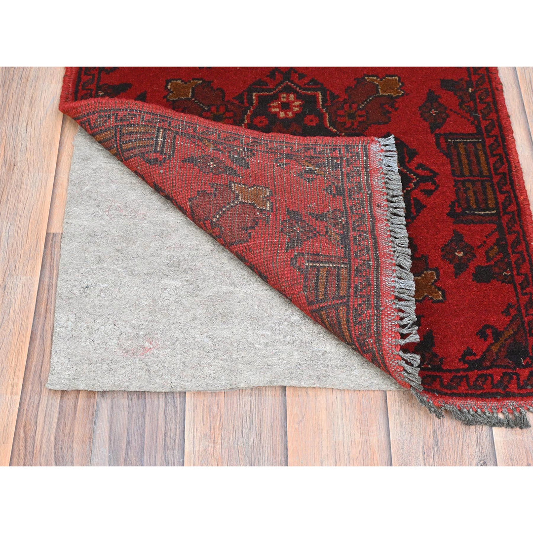 1'8" x 3'5" New Hand Knotted Red Cotton Rectangle Oriental Rug - MOA10285153