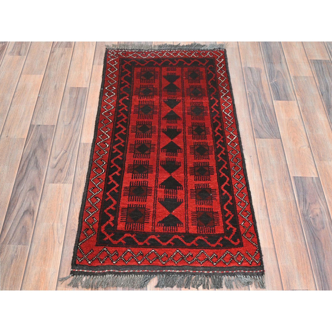 1'9" x 3'4" New Hand Knotted Red Cotton Rectangle Oriental Rug - MOA10285169