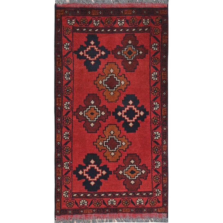 1'10" x 3'3" New Hand Knotted Red Cotton Rectangle Oriental Rug - MOA10285174