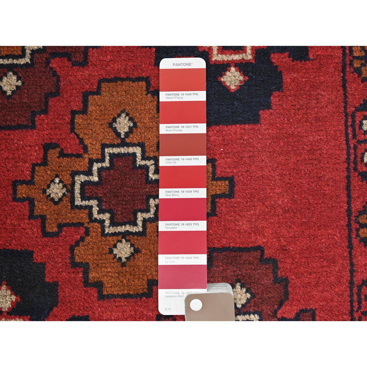 1'10" x 3'3" New Hand Knotted Red Cotton Rectangle Oriental Rug - MOA10285174