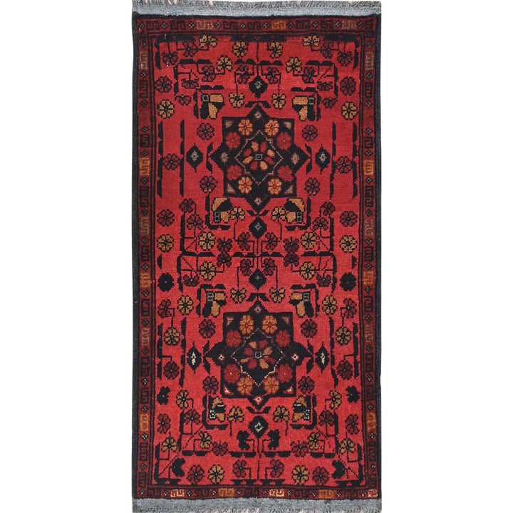 1'9" x 3'4" New Hand Knotted Red Cotton Rectangle Oriental Rug - MOA10285175