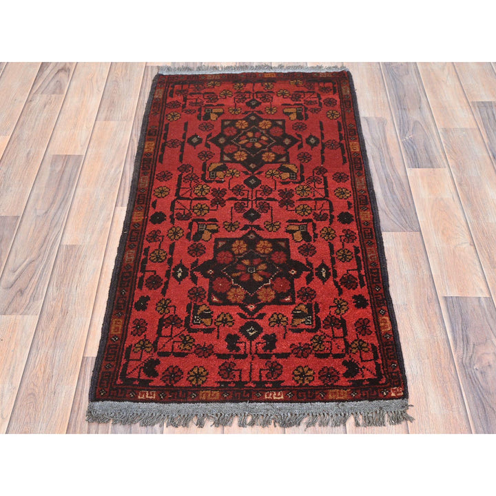 1'9" x 3'4" New Hand Knotted Red Cotton Rectangle Oriental Rug - MOA10285175