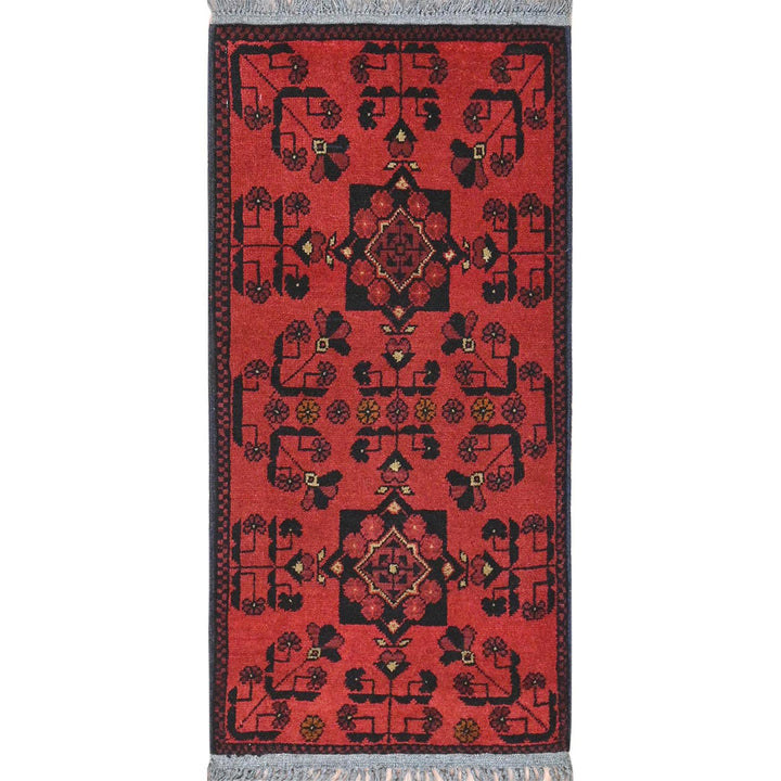 1'8" x 3'4" New Hand Knotted Red Cotton Rectangle Oriental Rug - MOA10285181