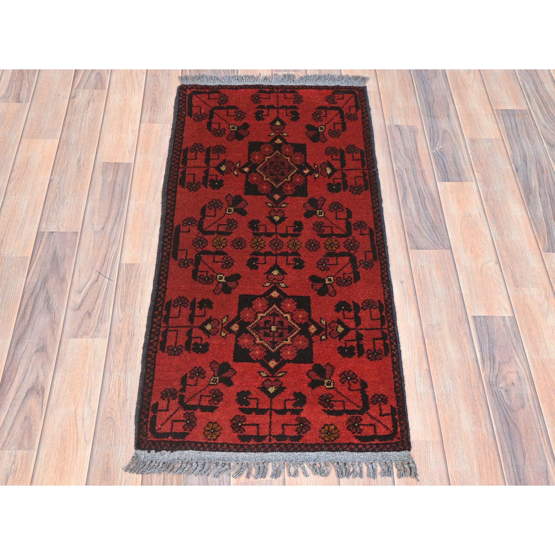 1'8" x 3'4" New Hand Knotted Red Cotton Rectangle Oriental Rug - MOA10285181