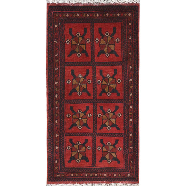 1'8" x 3'3" New Hand Knotted Red Cotton Rectangle Oriental Rug - MOA10285183