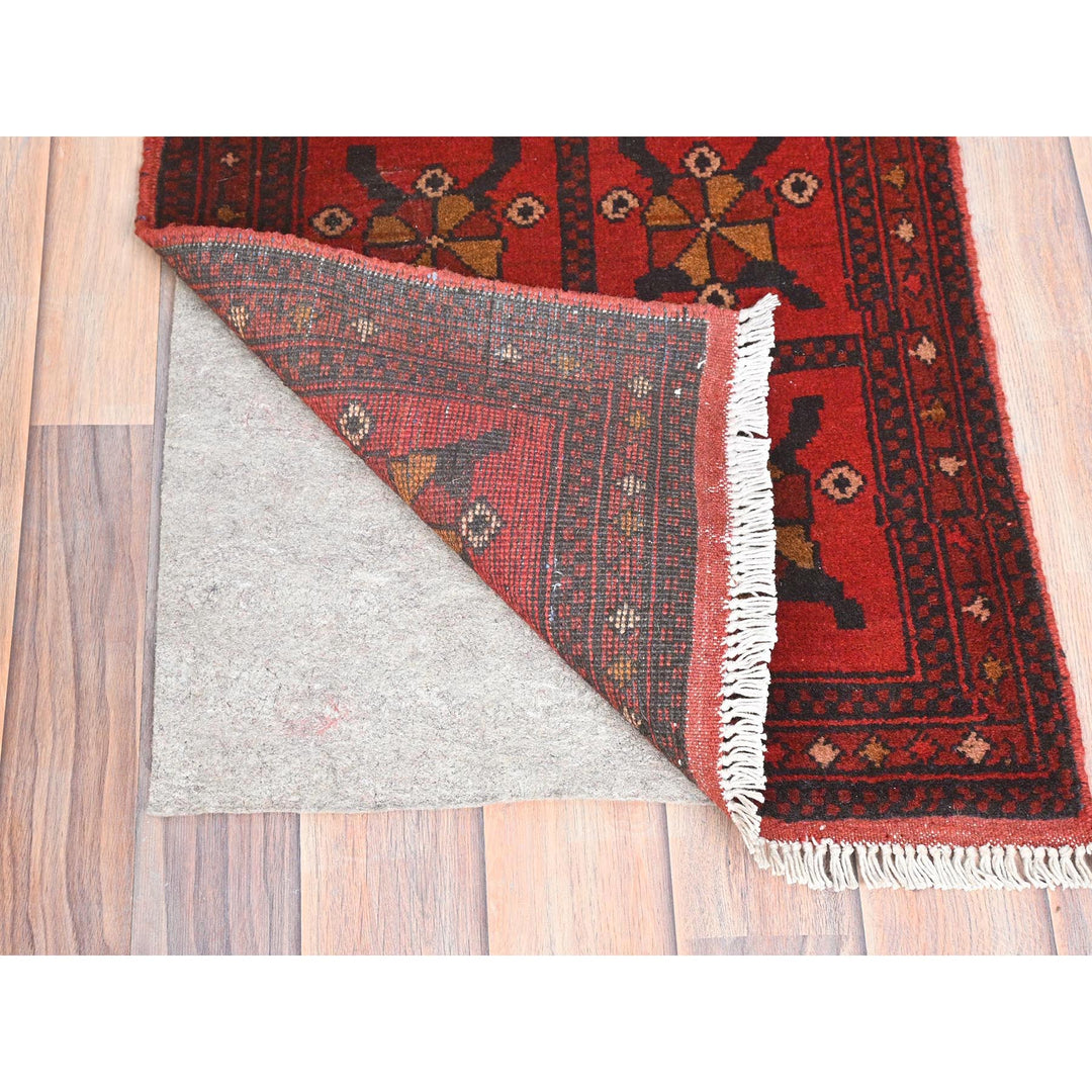 1'8" x 3'3" New Hand Knotted Red Cotton Rectangle Oriental Rug - MOA10285183