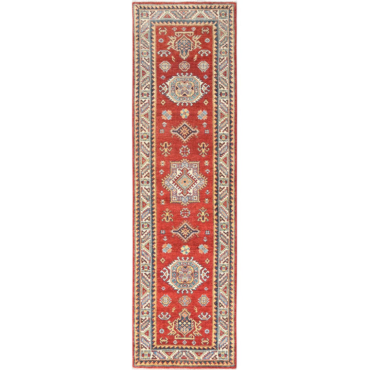 2'8" x 9'5" New Hand Knotted Red Wool Runner Oriental Rug - MOA10285205