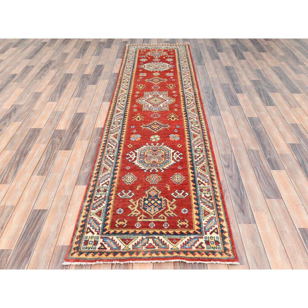 2'8" x 9'5" New Hand Knotted Red Wool Runner Oriental Rug - MOA10285205