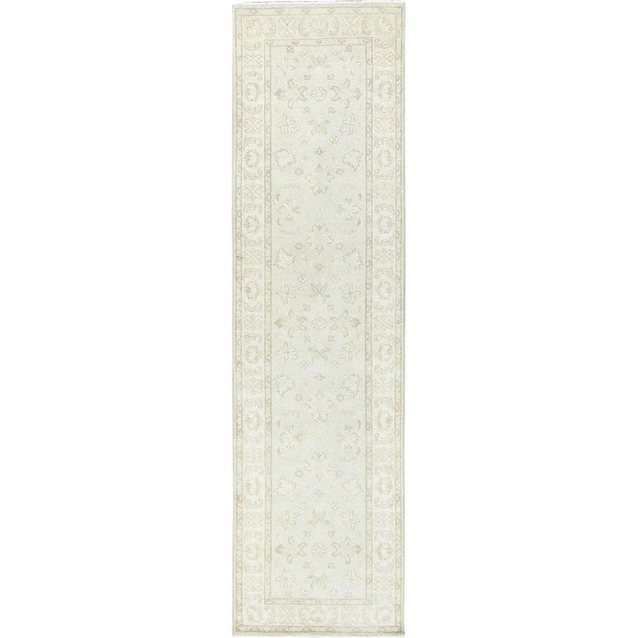 2'8" x 9'9" New Hand Knotted Ivory Wool Runner Oriental Rug - MOA10285215