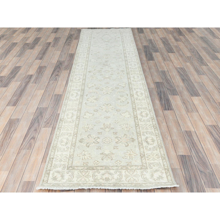 2'8" x 9'9" New Hand Knotted Ivory Wool Runner Oriental Rug - MOA10285215