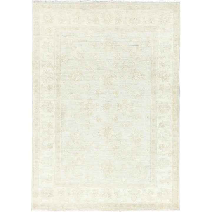 4'0" x 5'10" New Hand Knotted Ivory Wool Rectangle Oriental Rug - MOA10285216