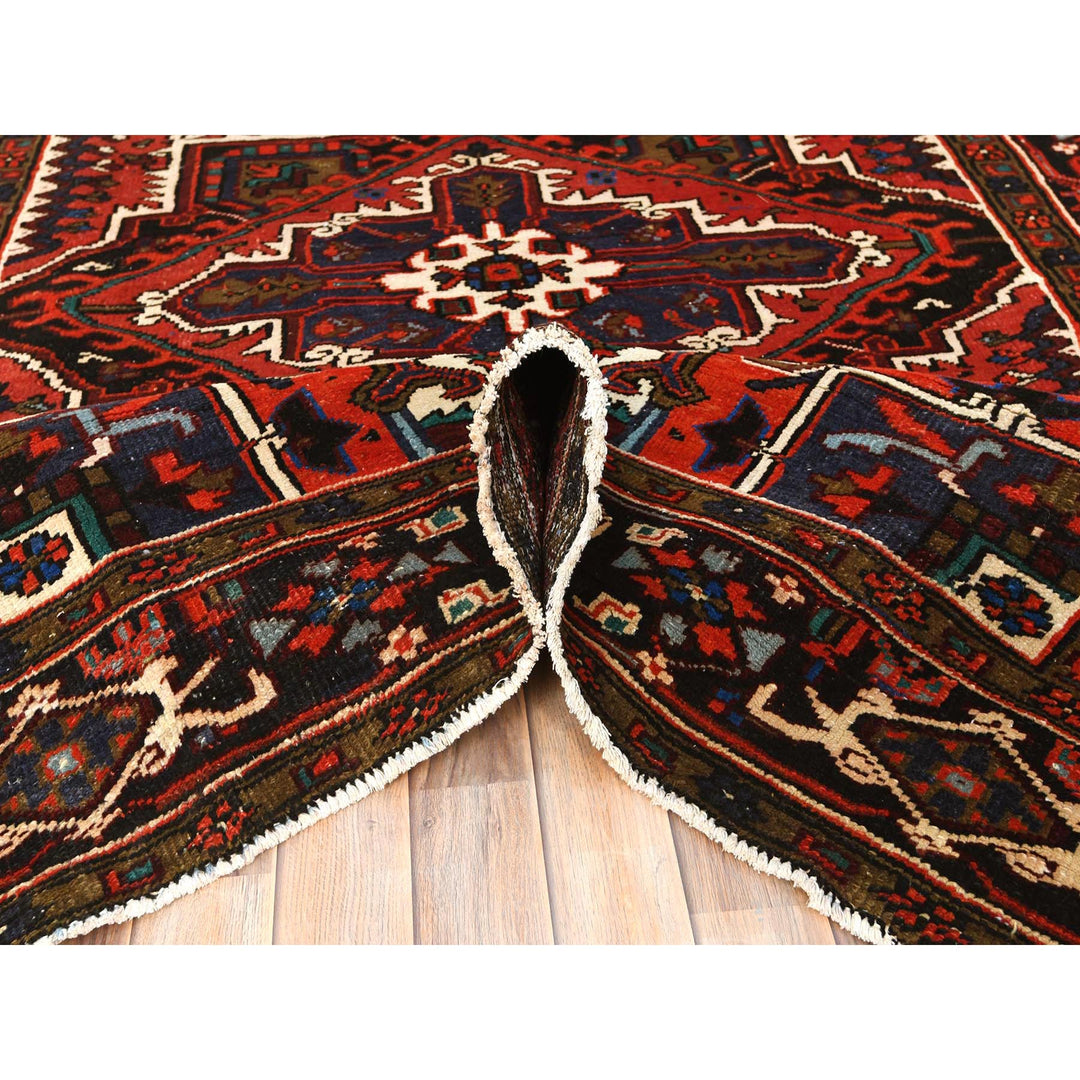 6'8" x 9'3" Vintage Hand Knotted Red Wool Rectangle Oriental Rug - MOA10285237