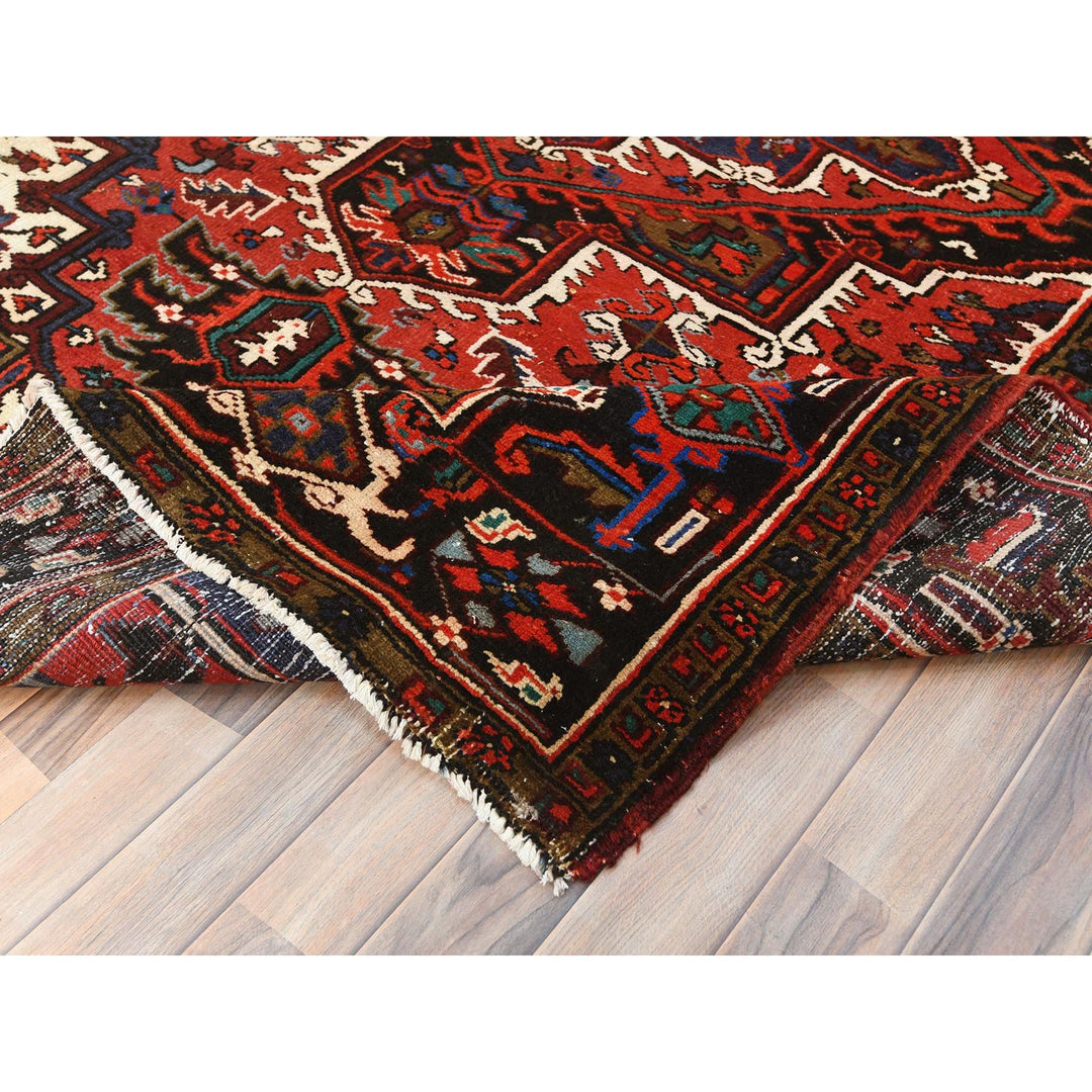 6'8" x 9'3" Vintage Hand Knotted Red Wool Rectangle Oriental Rug - MOA10285237