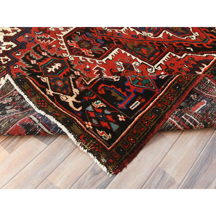 6'8" x 9'3" Vintage Hand Knotted Red Wool Rectangle Oriental Rug - MOA10285237