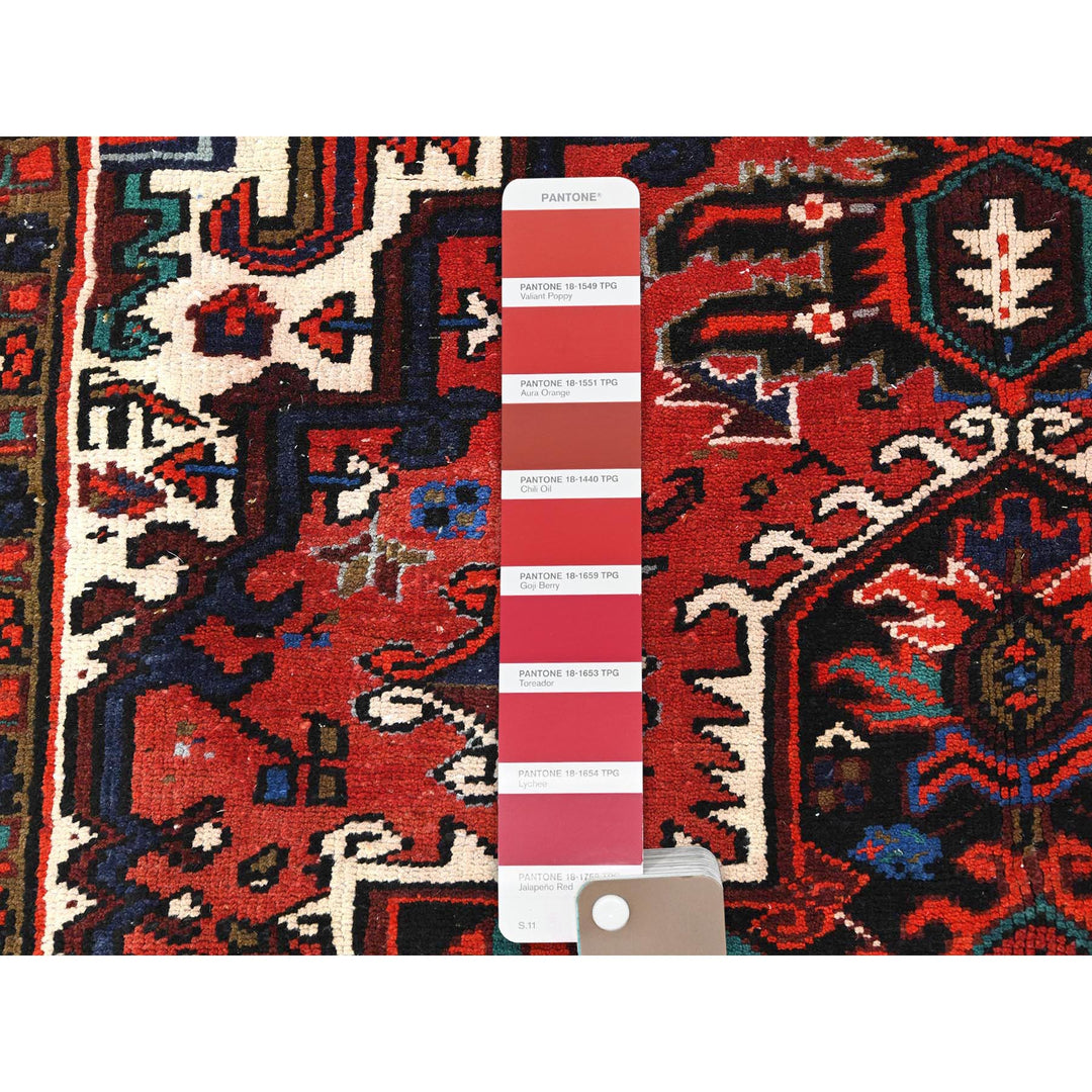 6'8" x 9'3" Vintage Hand Knotted Red Wool Rectangle Oriental Rug - MOA10285237