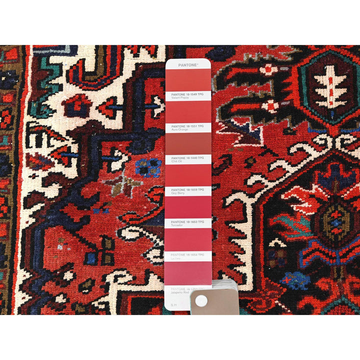 6'8" x 9'3" Vintage Hand Knotted Red Wool Rectangle Oriental Rug - MOA10285237