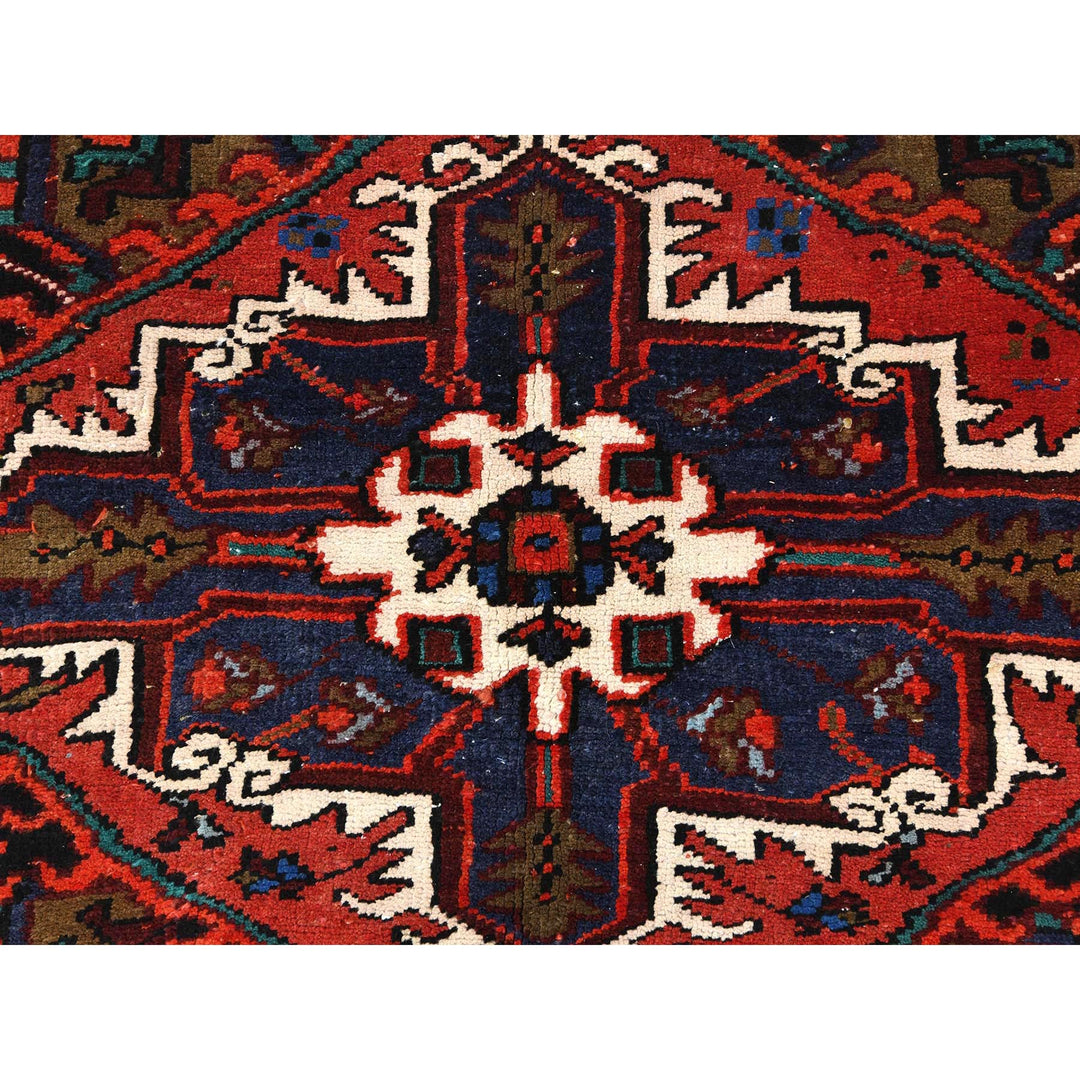 6'8" x 9'3" Vintage Hand Knotted Red Wool Rectangle Oriental Rug - MOA10285237